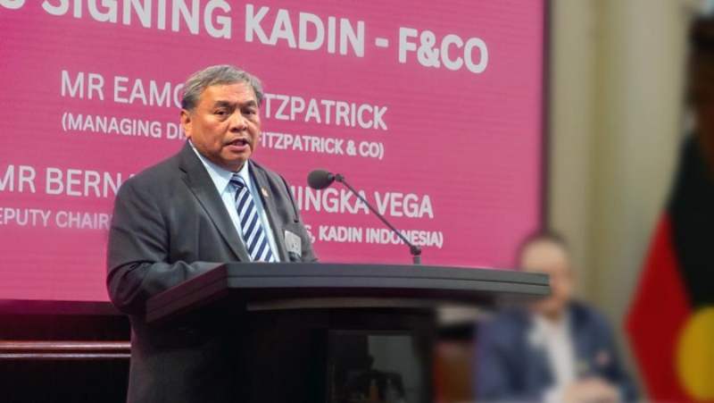 Bos AdaKami Bernardino Moningka Vega berbicara dalam forum ekonomi global Kadin di Melbourne 2025