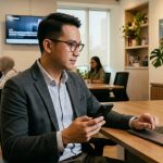 Analis teknologi Indonesia sedang memeriksa data spesifikasi jajaran smartphone terbaik 2026 di kantor redaksi.