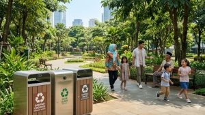 Partisipasi aktif masyarakat mendukung pengelolaan sampah di Indonesia melalui pemilahan limbah rumah tangga.